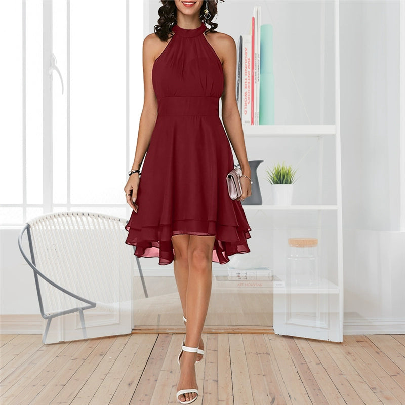 Sexy Ruffles Sleeveless Chiffon Dress