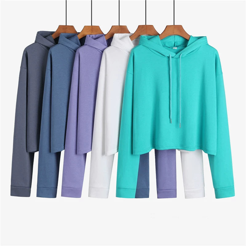 Loose Sweater Fall High Waist Hooded White