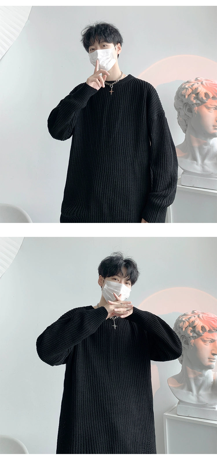 Hong Kong Style Sweater Men's Loose and Lazy Style Ins Casual Solid Color Sweater Japanese-Style Retro Student All-Matching Sweater