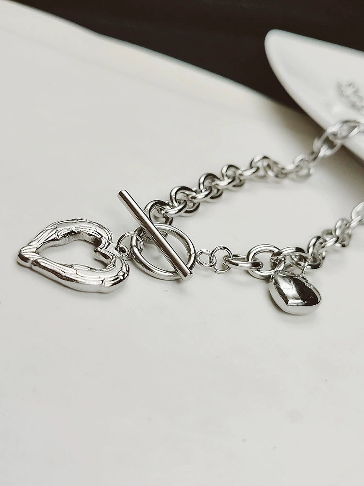 Heart Titanium Steel Necklace Clavicle Chain Non-Fading Female Springtide Niche Design Cold Wind Hip Hop