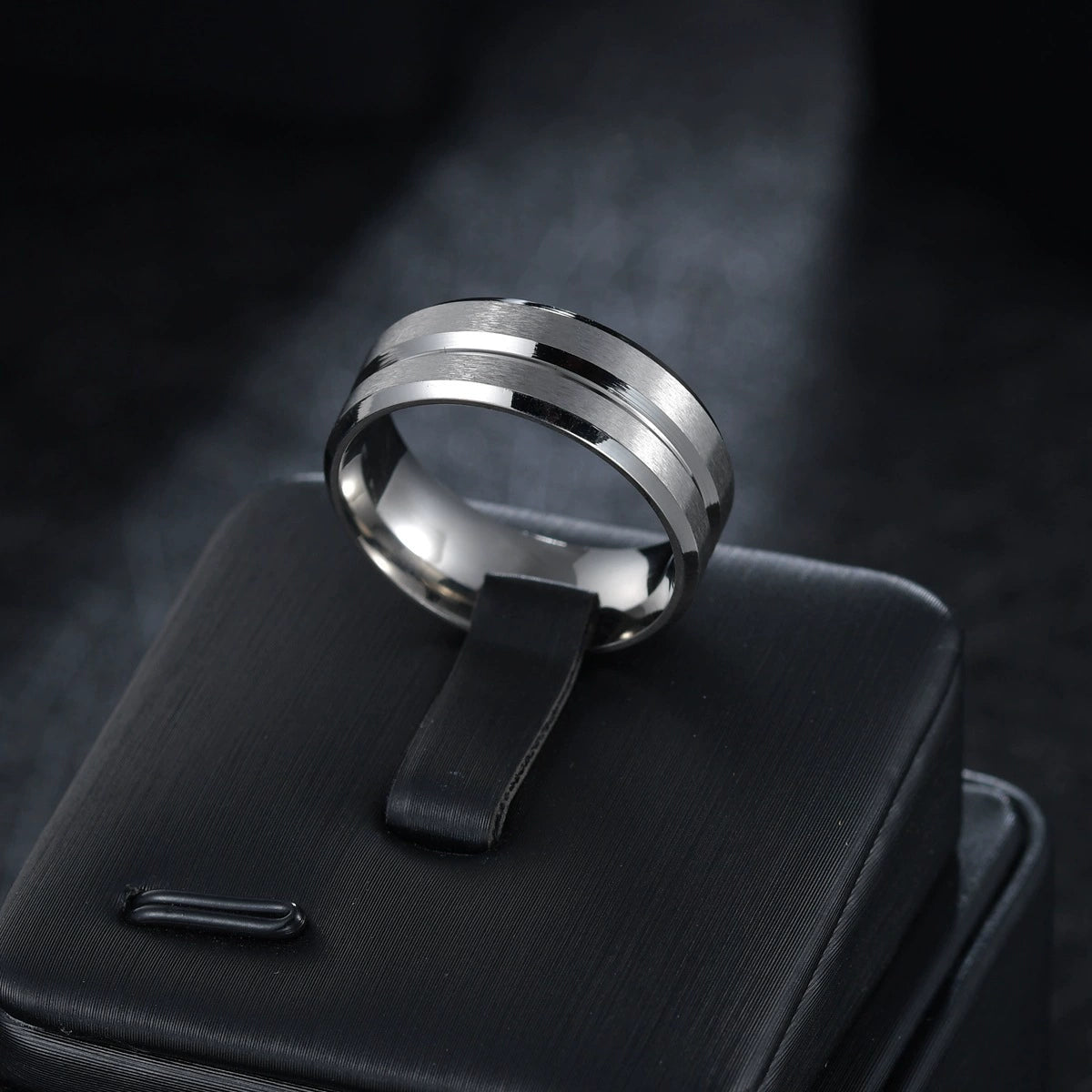 Cross-Border Bracelet 8mm Wide Middle Groove Frosted Men Stainless Steel Ring Fashion Popular Simple Ornament