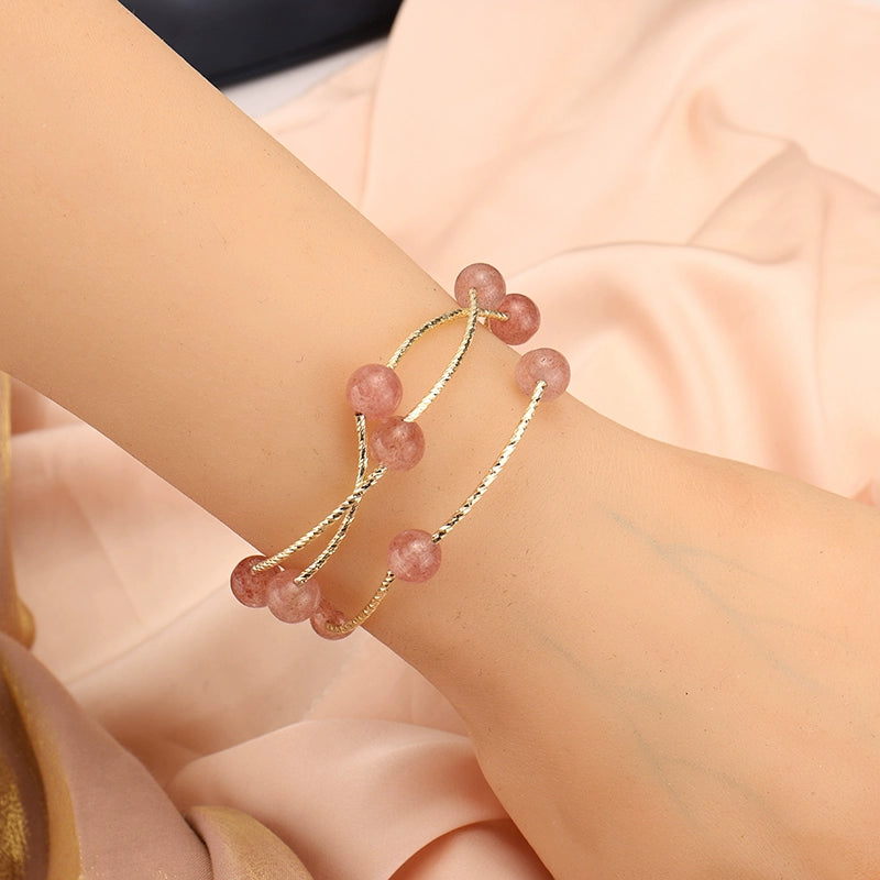 Strawberry Quartz Attracting Male Multi-Layer Mori Style Hot Selling Bracelet