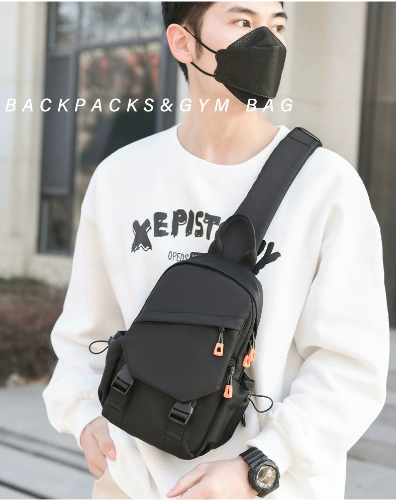 New Chest Bag Men's Casual Sports Backpack Fashion Trendy Multi-Functional Satchel Men's and Women's Neutral Trendy Small Backpack Tide