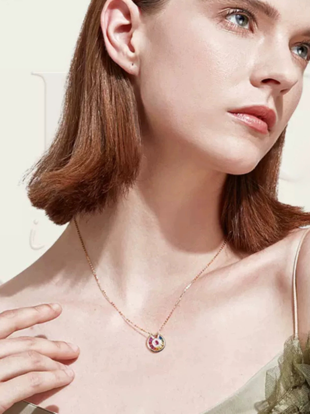 Young Color Charm Women's 18K Rose Gold Plated Gemstone Necklace
