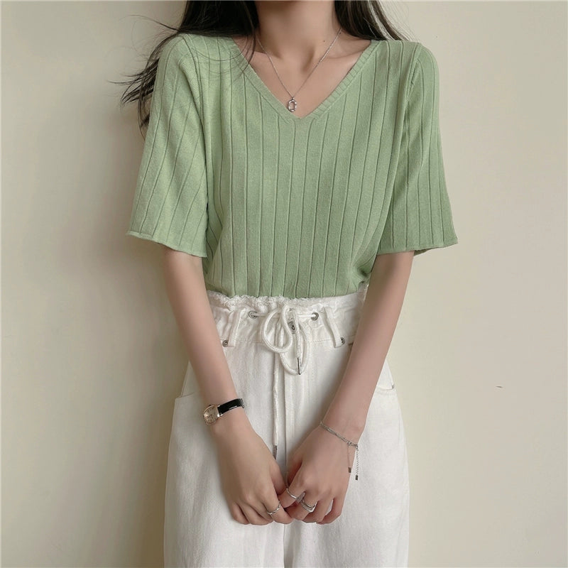 Ice Silk Spring and Summer Thin White Top Sweater