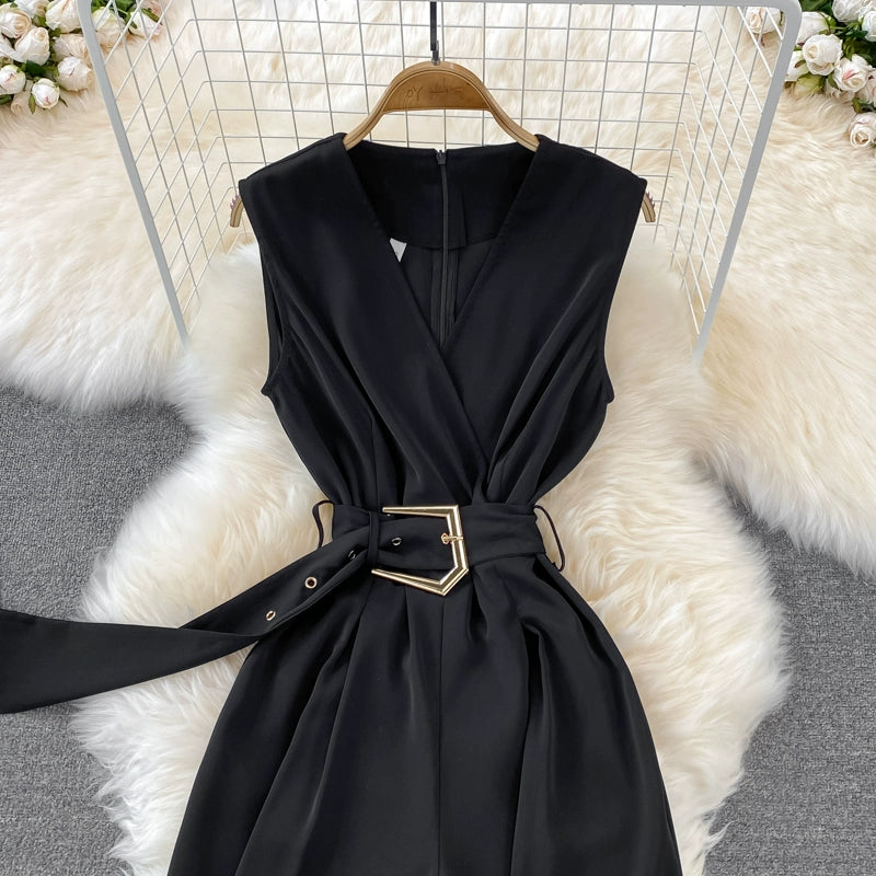 K-style V Neck High Waist Fashion Casual Drooping Wide Leg Pants