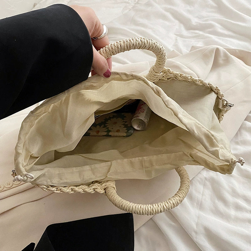 Retro Large Capacity Unique One-Shoulder Straw Bag