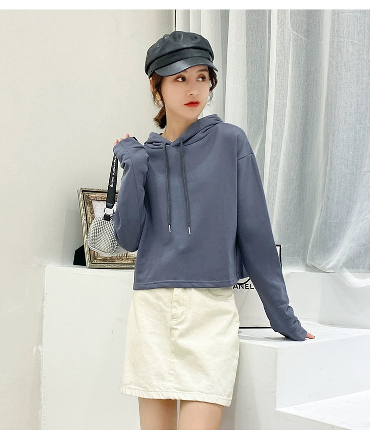 Loose Sweater Fall High Waist Hooded White