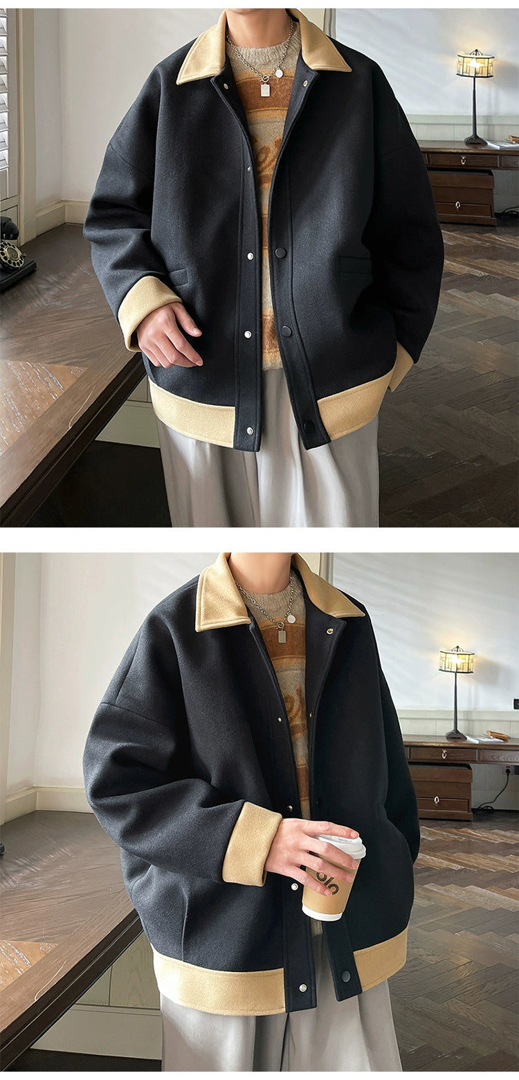 Graceful Outerwear Men's Spring and Autumn Fashion Brand Retro Young Style Men's Fashion Handsome High Sense American Woolen Jacket