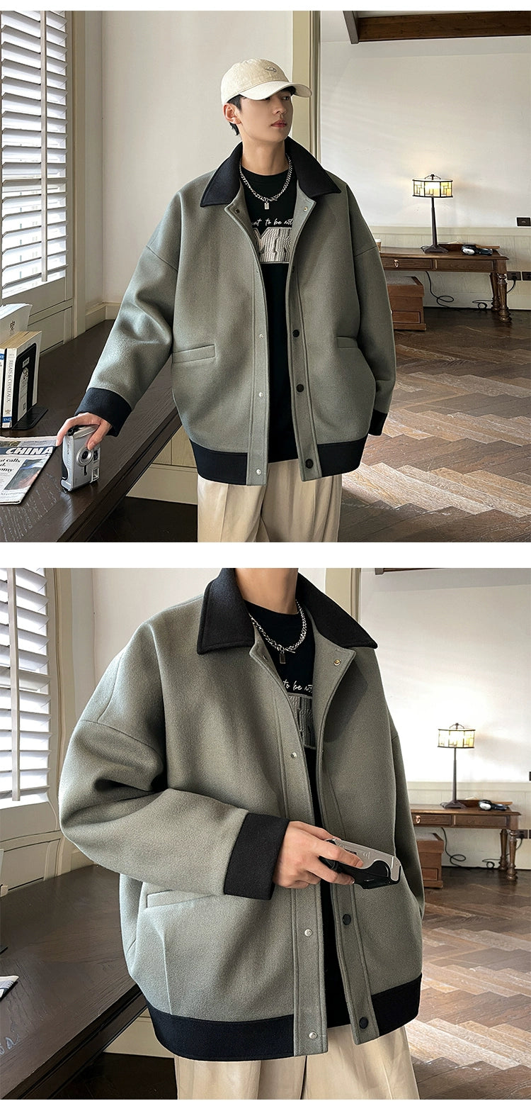 Graceful Outerwear Men's Spring and Autumn Fashion Brand Retro Young Style Men's Fashion Handsome High Sense American Woolen Jacket