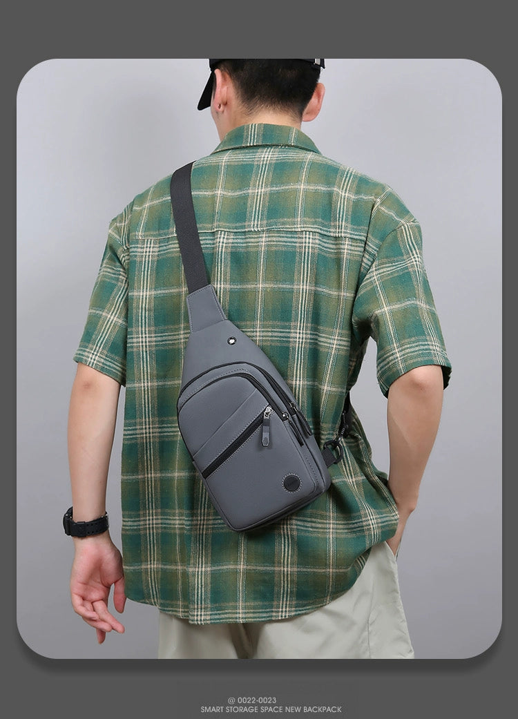 Men Casual Canvas Shoulder Black Chest Pack