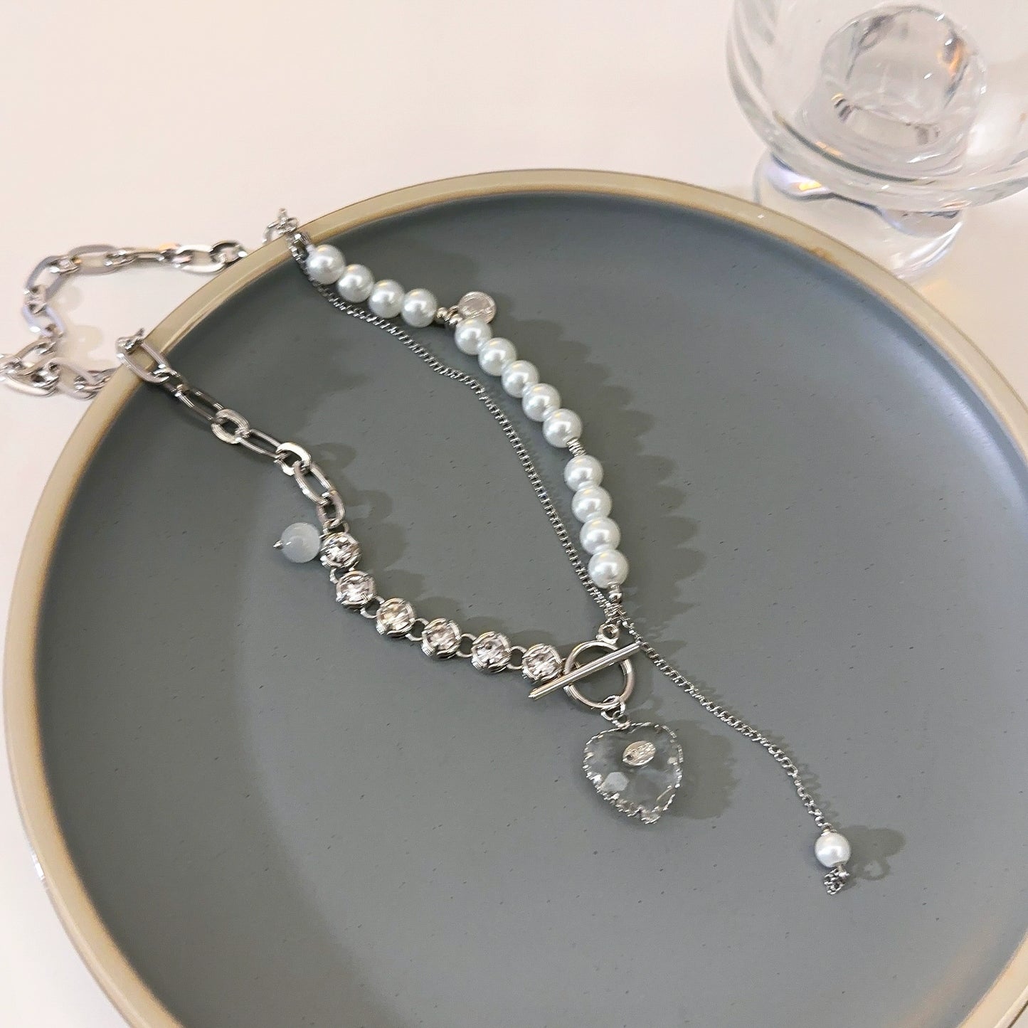 Transparent Women's Sweet Cool Hot Girl Pure Desire Style Clavicle Chain Pearl