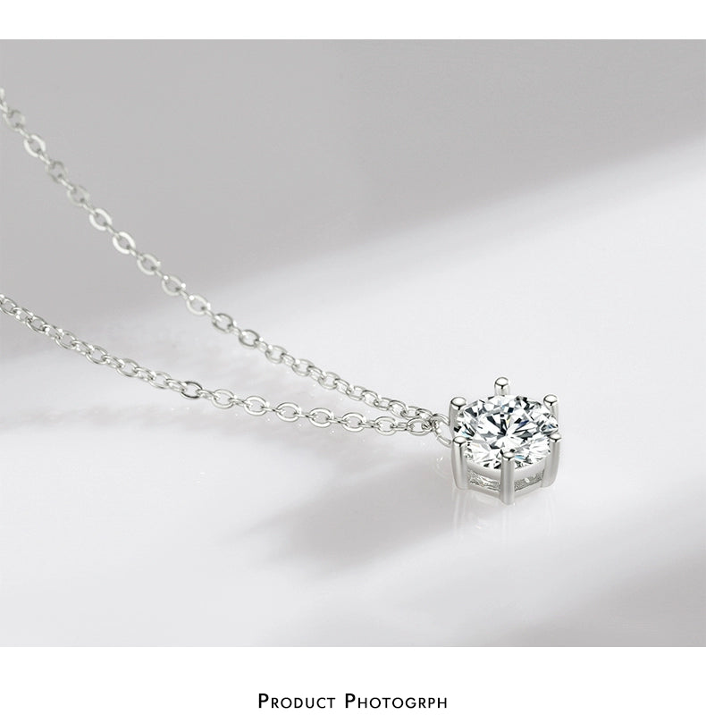 Accessible Luxury 925 Sterling Silver Women's Easiest for Match Clavicle Chain Single Diamond