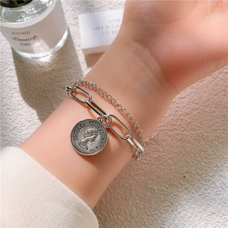 Korean Style Hip-Hop Ins Style Women's Retro Portrait Bracelet