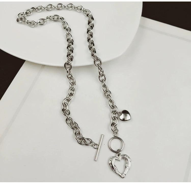 Heart Titanium Steel Necklace Clavicle Chain Non-Fading Female Springtide Niche Design Cold Wind Hip Hop