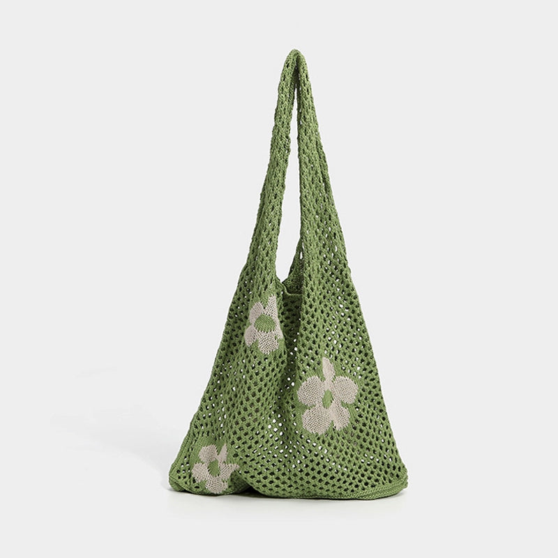 Retro South Korea Chic Cut Out Knitting Flower Handbag