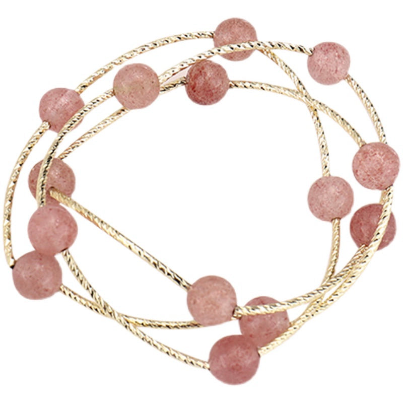 Strawberry Quartz Attracting Male Multi-Layer Mori Style Hot Selling Bracelet