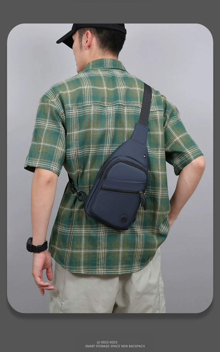 Men Casual Canvas Shoulder Black Chest Pack