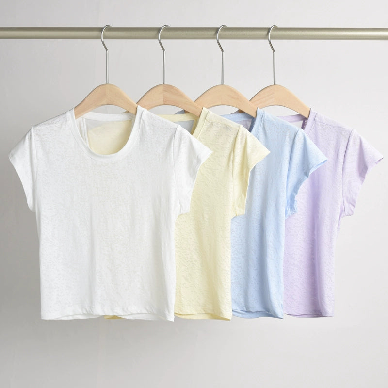 Women's Mesh Back Blouse Loose T-Shirt Short Sleeve Yoga