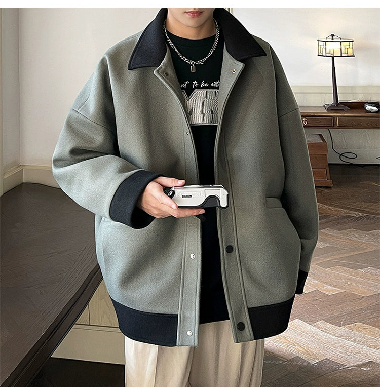 Graceful Outerwear Men's Spring and Autumn Fashion Brand Retro Young Style Men's Fashion Handsome High Sense American Woolen Jacket