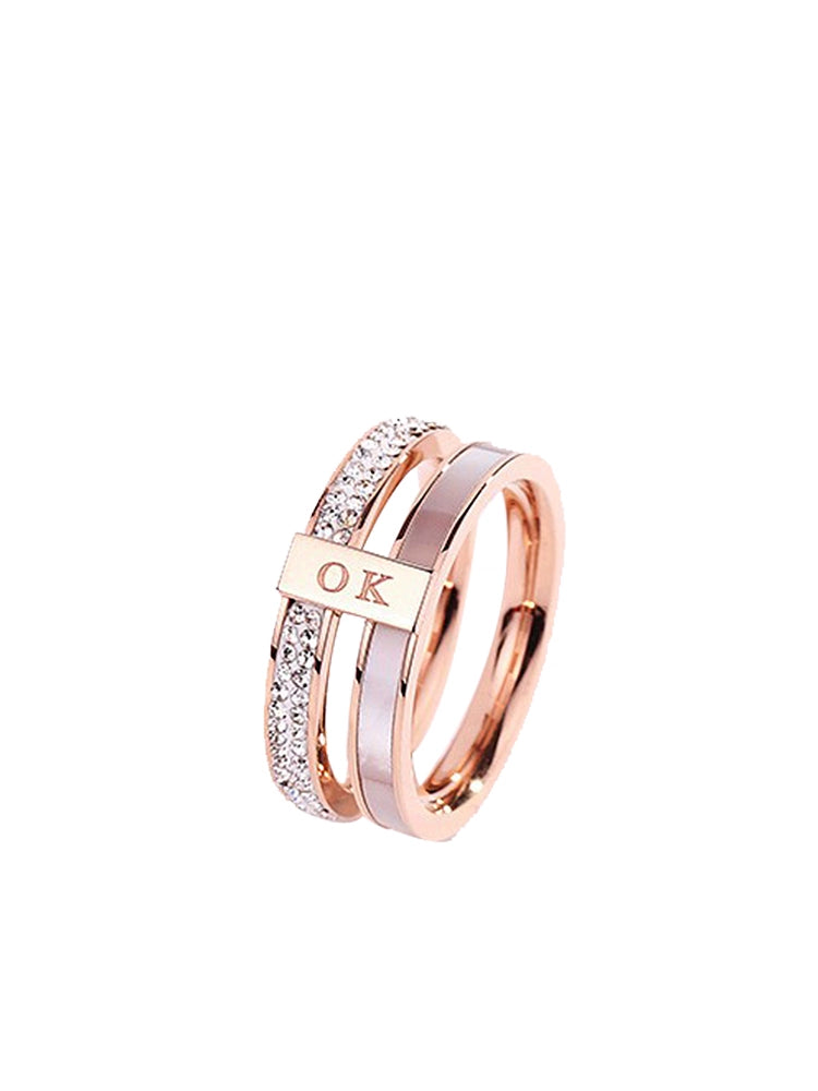 Women's Ins Titanium Steel No Fading Rose Gold Shell Ring