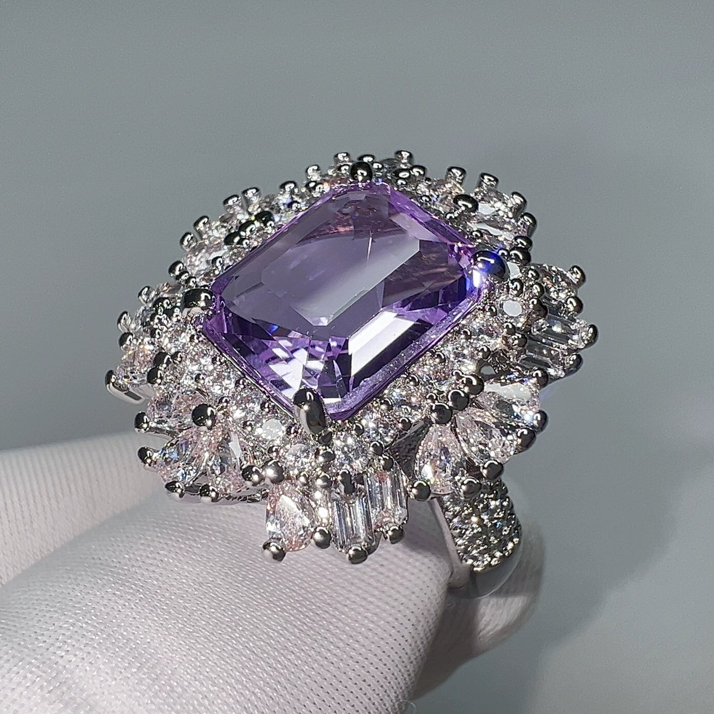 Jewelry Amethyst Fashion Luxury Women's Colored Gems Ring