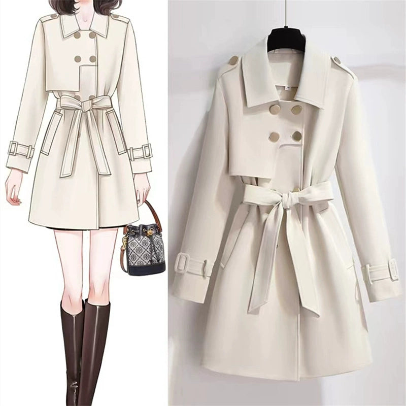 Coat Women's Autumn and Winter Mid Length Long Length This Year's Popular Windbreaker