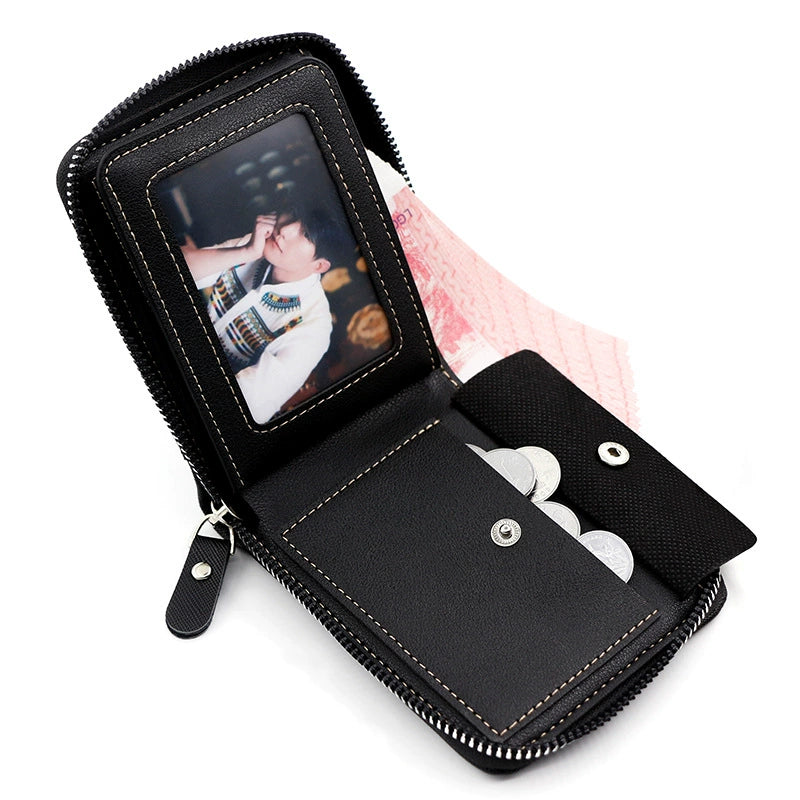 Fashion Fashion Zipper Men Short Wallet Large Capacity Coin Pocket Multi-Card Three-Fold Chain Bag Men's Wallet