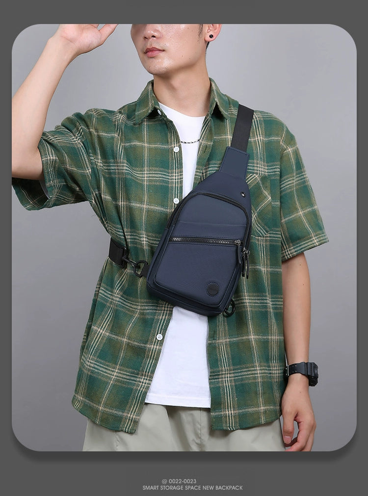 Men Casual Canvas Shoulder Black Chest Pack