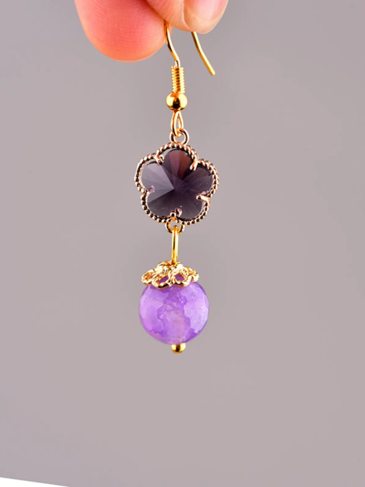 Fashion Amethyst Women Retro Style for Cheongsam Earrings