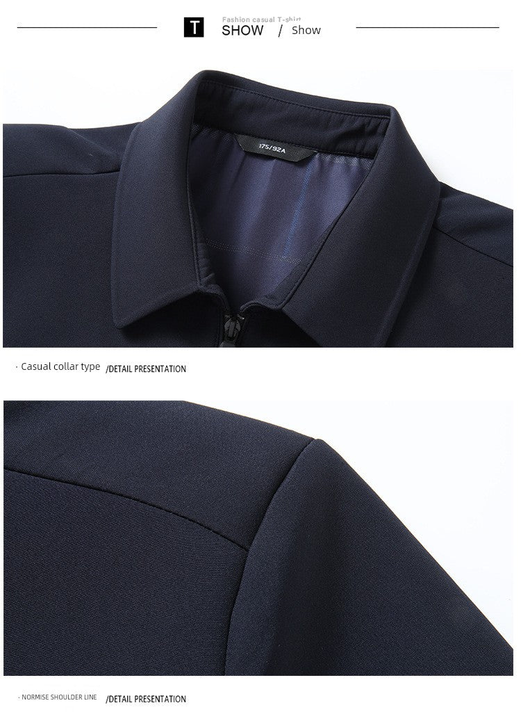 Romon Woolen Jacket Men's Spring and Autumn Lapel Business Casual Wool Jacket Clothing for Middle-Aged Dad Thin Jacket