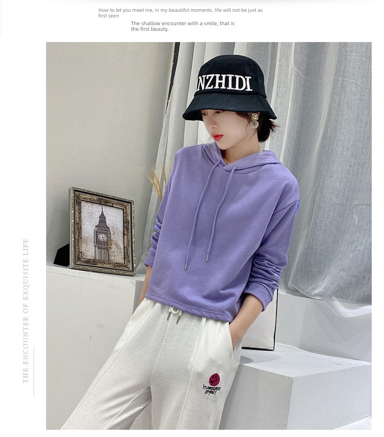 Loose Sweater Fall High Waist Hooded White