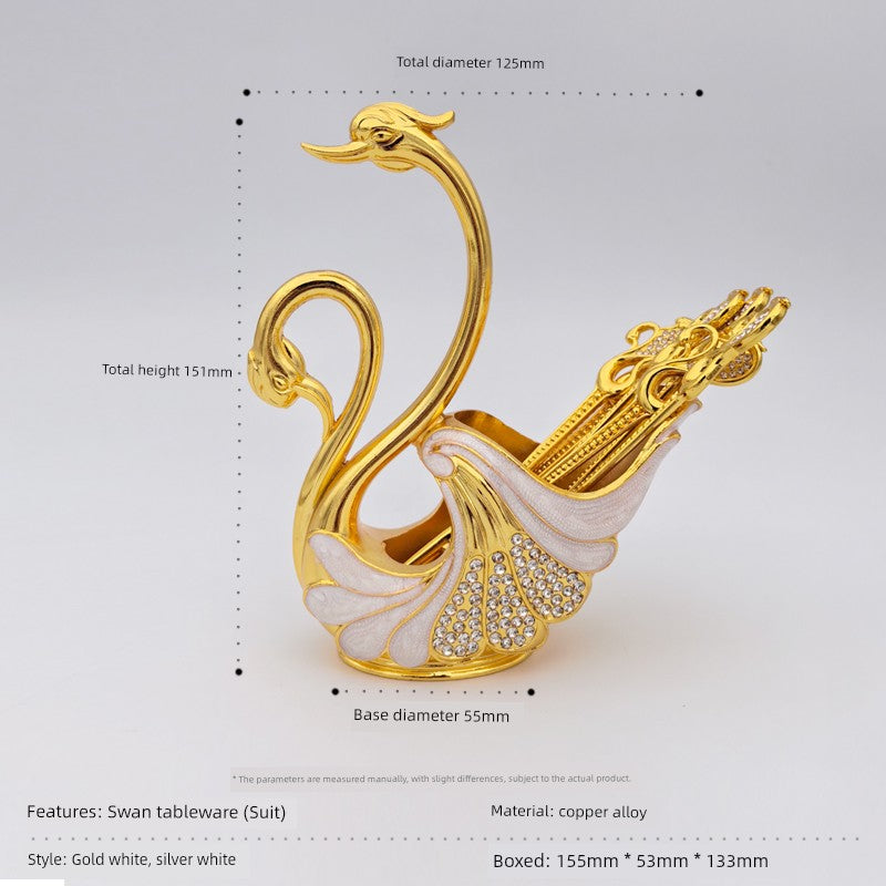 Swan Metal Coffee Spoon Combination Suit Decoration Tableware