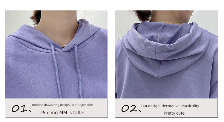 Loose Sweater Fall High Waist Hooded White