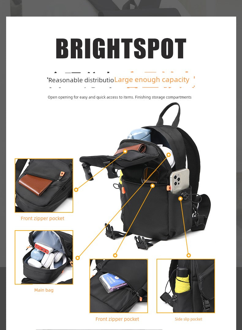 New Chest Bag Men's Casual Sports Backpack Fashion Trendy Multi-Functional Satchel Men's and Women's Neutral Trendy Small Backpack Tide