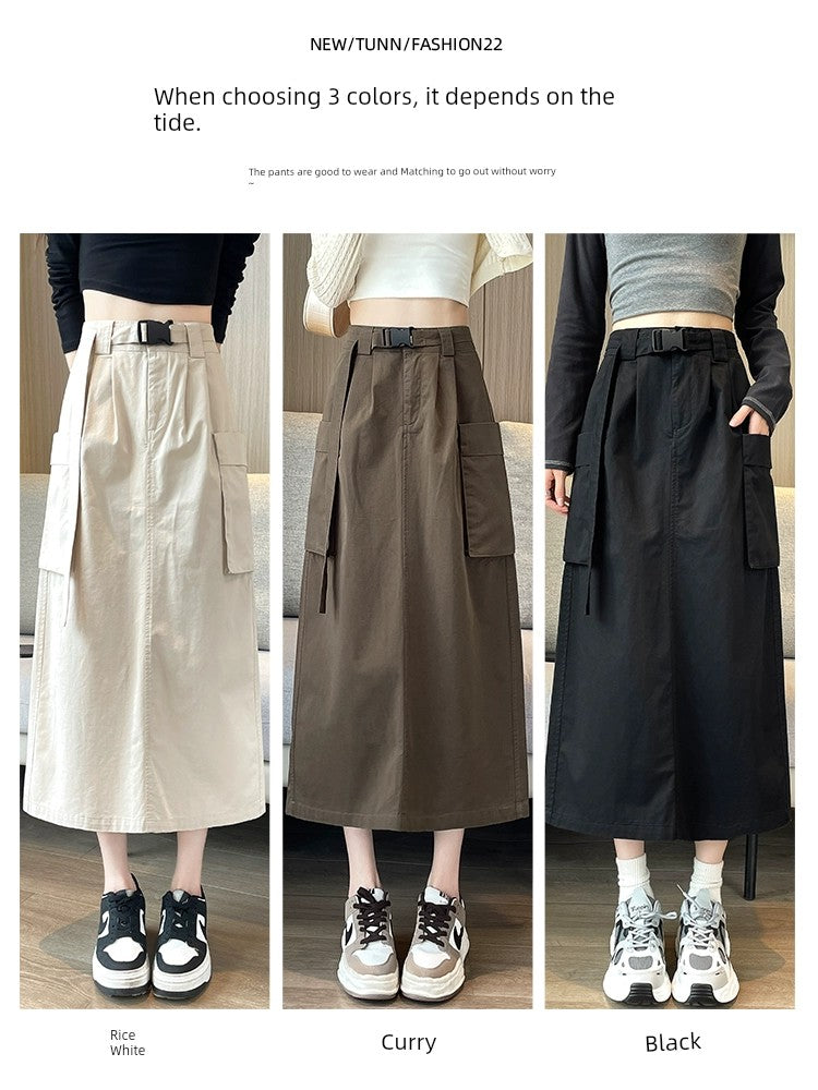 La Chabell Spring and Autumn Split Mid Length Long Length Skirt