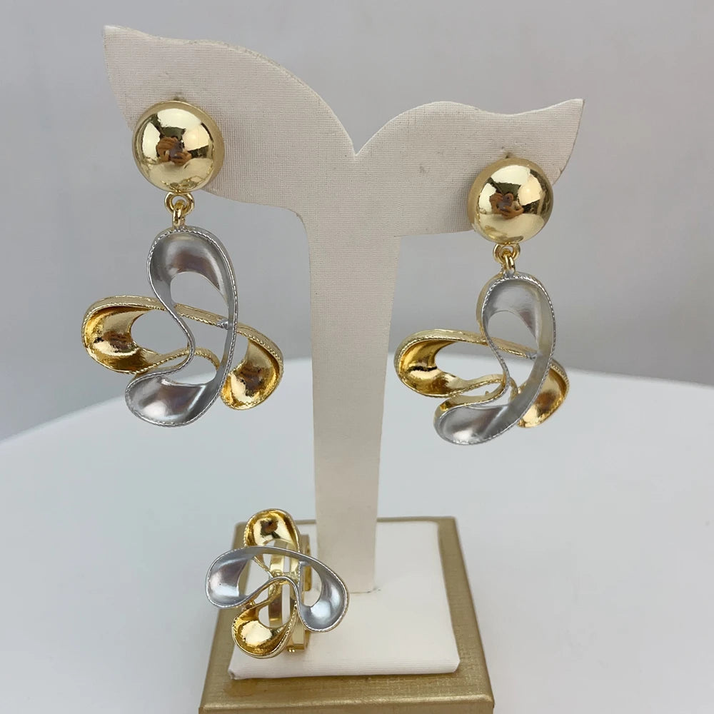 Luxury Design Gold Color Jewelry Set For Women Quality Trending Necklace Earrings Bracelet And Ring Wedding Party FHK21940