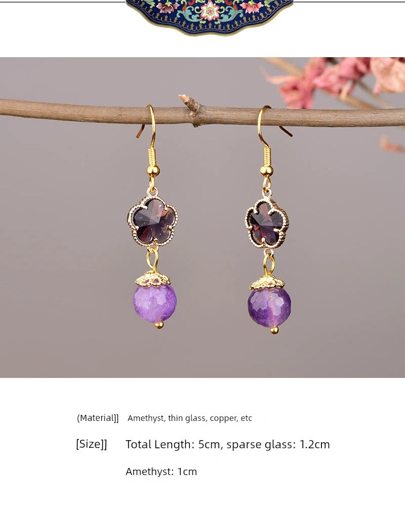 Fashion Amethyst Women Retro Style for Cheongsam Earrings