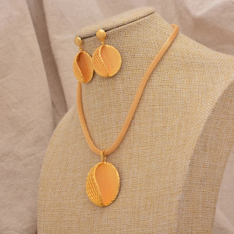 Jewelry Set For Women Gold Plated With Necklace Pendant Nigerian Wedding Jewelry