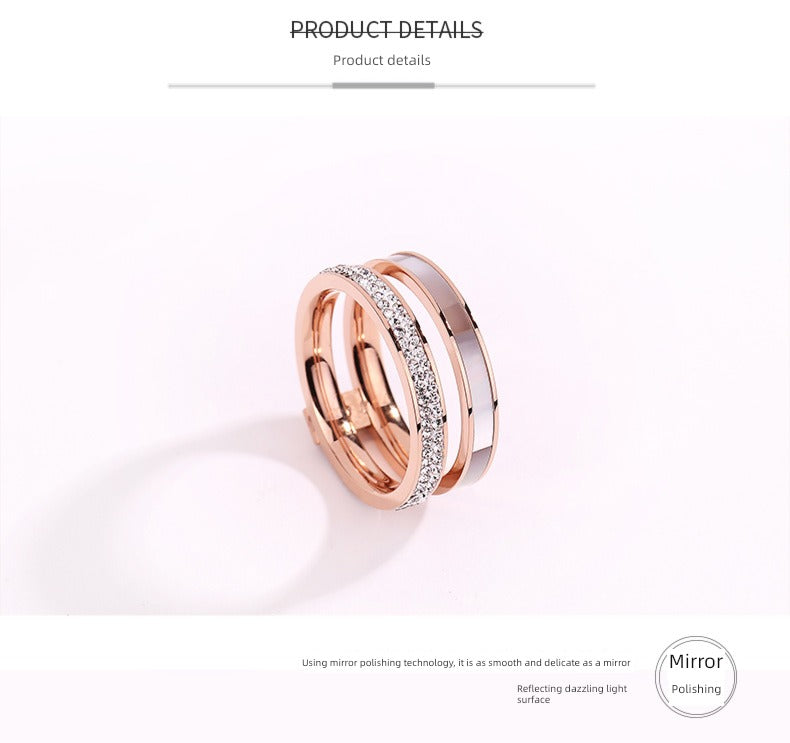 Women's Ins Titanium Steel No Fading Rose Gold Shell Ring