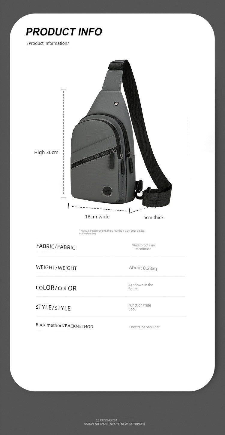 Men Casual Canvas Shoulder Black Chest Pack