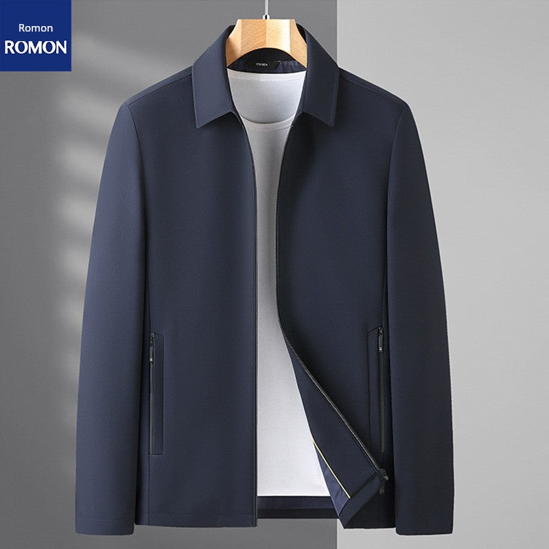 Romon Woolen Jacket Men's Spring and Autumn Lapel Business Casual Wool Jacket Clothing for Middle-Aged Dad Thin Jacket