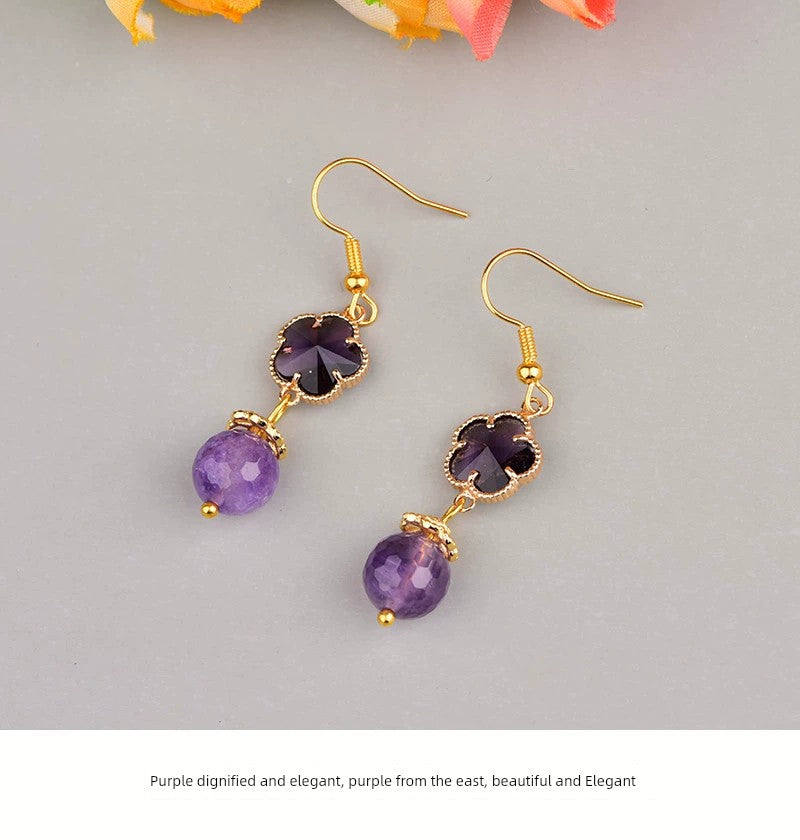 Fashion Amethyst Women Retro Style for Cheongsam Earrings