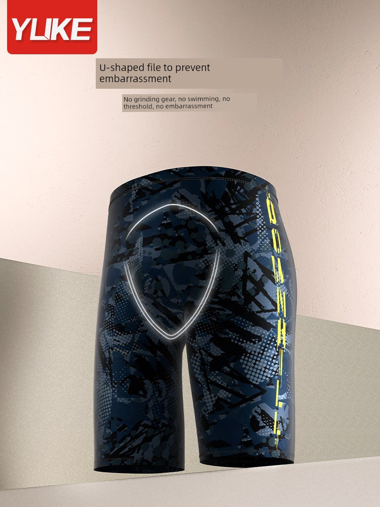 Men's Professional Half Length Three-Piece Hot Spring Swimming Trunks