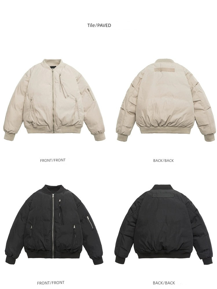 Mr. WH Japanese Style Pure Color Baseball Collar Men's and Women's Spring and Autumn New Arrival Easiest for Match Loose Couple Pilot Outwear