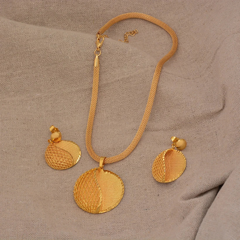 Jewelry Set For Women Gold Plated With Necklace Pendant Nigerian Wedding Jewelry