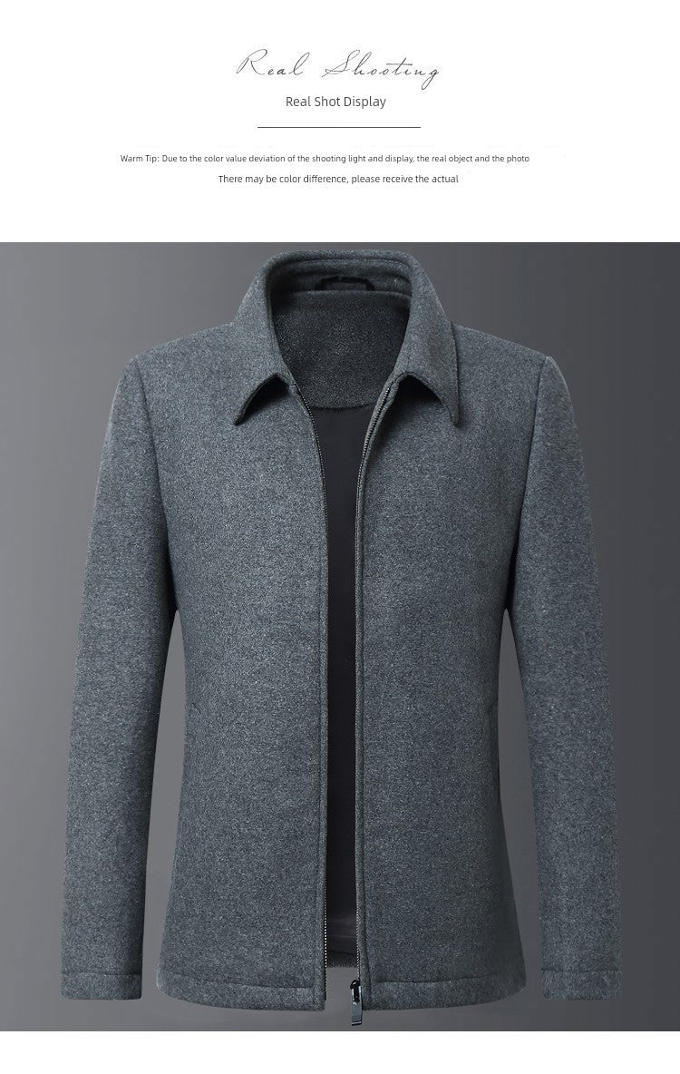 Romon Woolen Jacket Men's Spring and Autumn Lapel Business Casual Wool Jacket Clothing for Middle-Aged Dad Thin Jacket