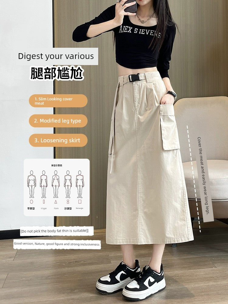 La Chabell Spring and Autumn Split Mid Length Long Length Skirt