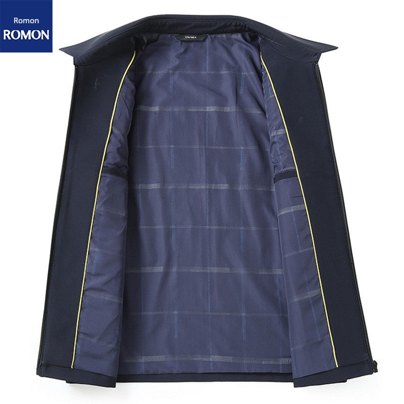 Romon Woolen Jacket Men's Spring and Autumn Lapel Business Casual Wool Jacket Clothing for Middle-Aged Dad Thin Jacket