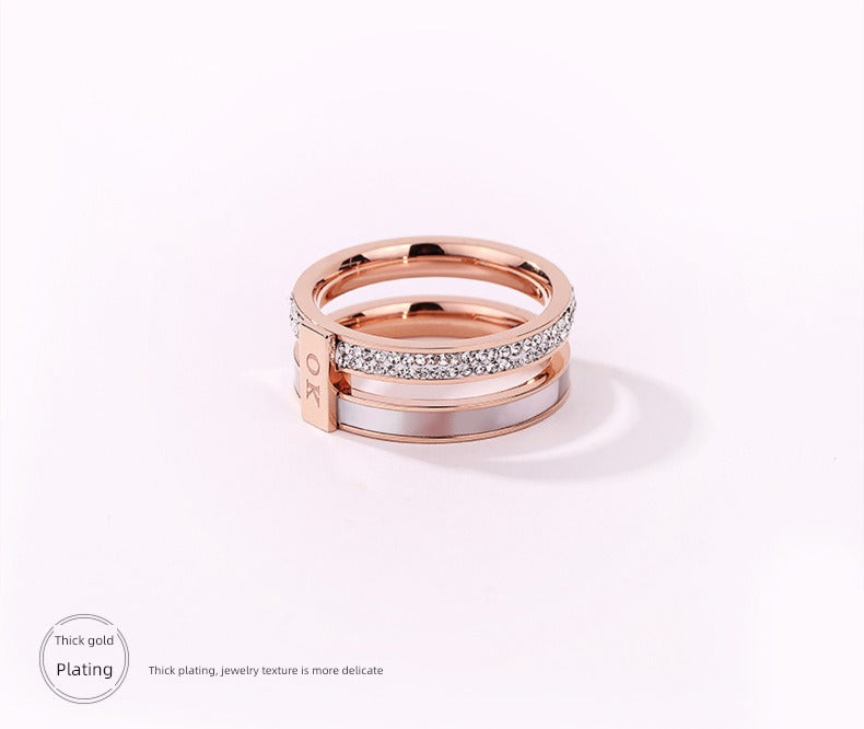 Women's Ins Titanium Steel No Fading Rose Gold Shell Ring